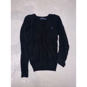 Polo Ralph Lauren size XS black sweater purple logo